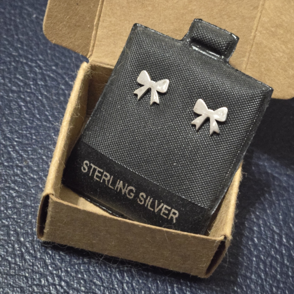 Sterling Silver Bow Earrings for Kids